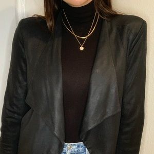 BB Dakota genuine leather black draped jacket